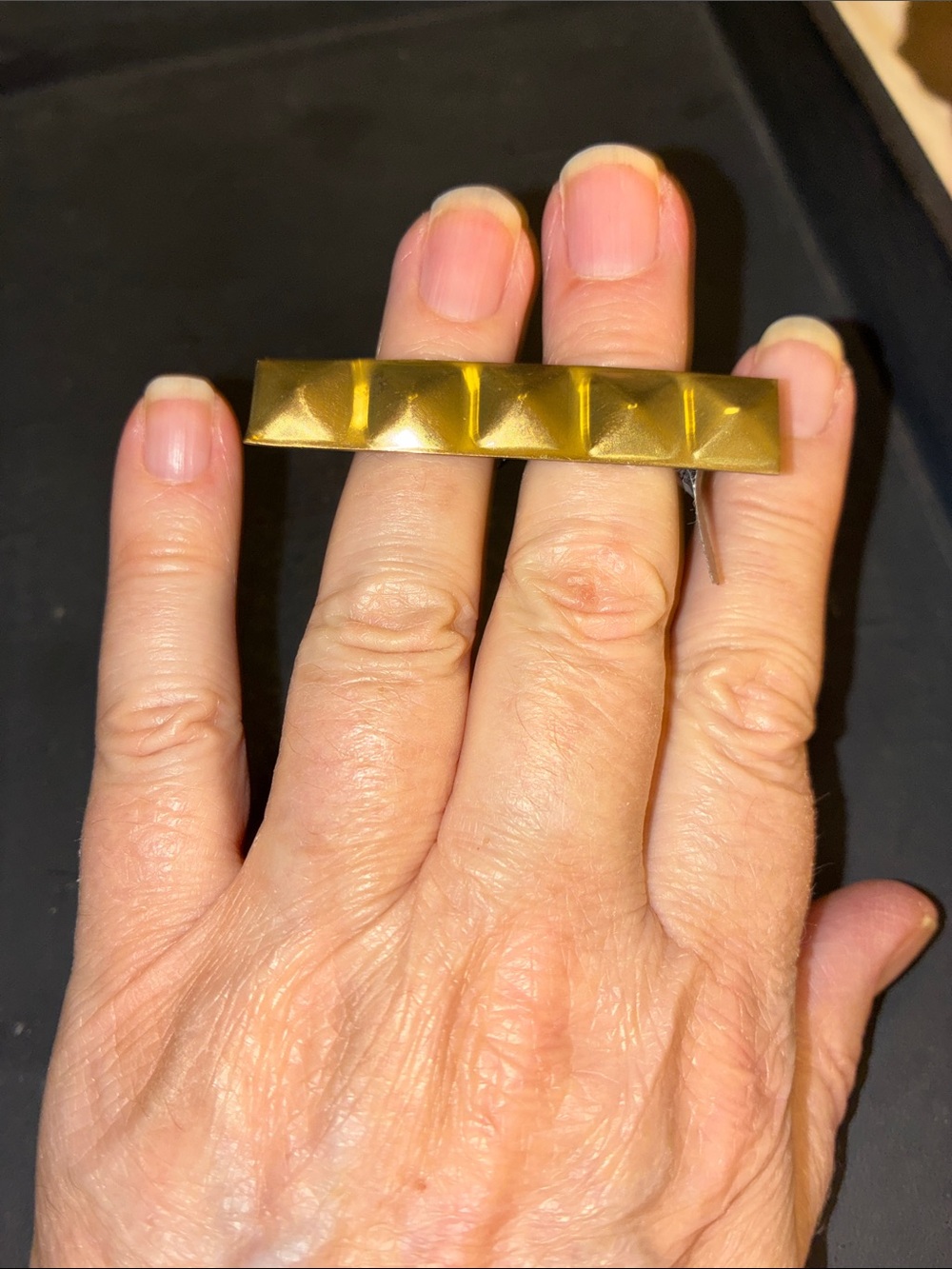Gold Pyramid Stud Double-Finger Ring